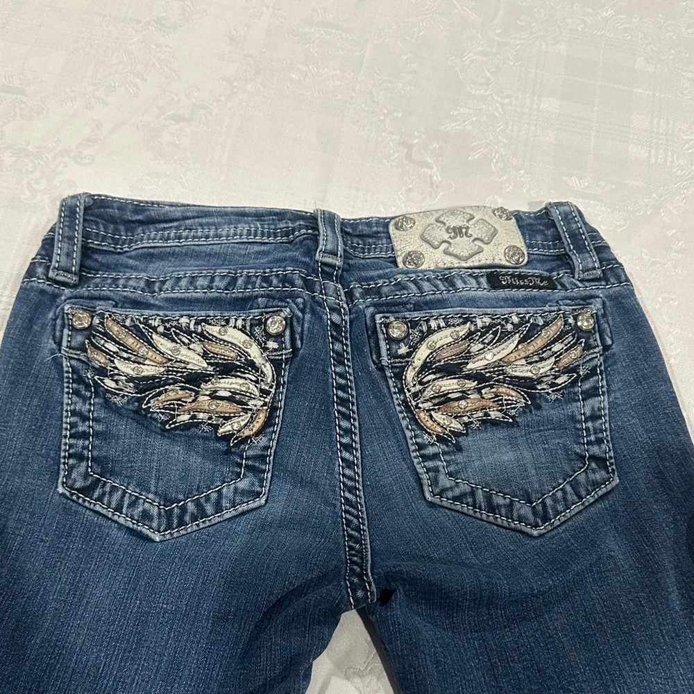 Miss Me Blue Boot Cut Jeans with Embellished Pocket - Picture 7 of 7